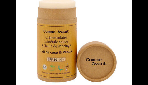 Crème solaire minérale solide SPF30 - Lait de Coco & Vanille COMME AVANT