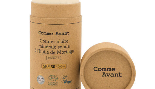 Crème solaire minérale solide SPF30 à l'huile de Moringa bio (sans parfum) COMME AVANT