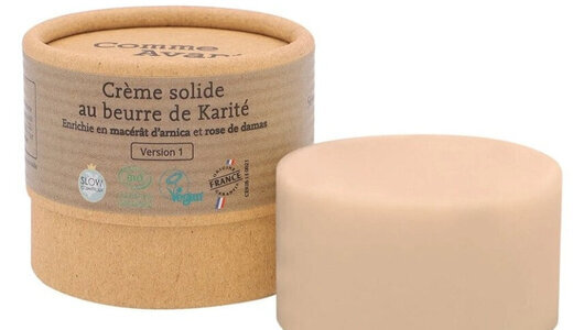Crème solide bio naturelle à l'arnica et à la rose de Damas Comme Avant