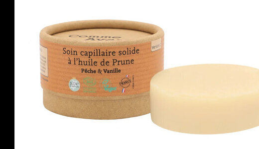 Soin capillaire solide à l'huile de Prune Pêche & Vanille Comme Avant
