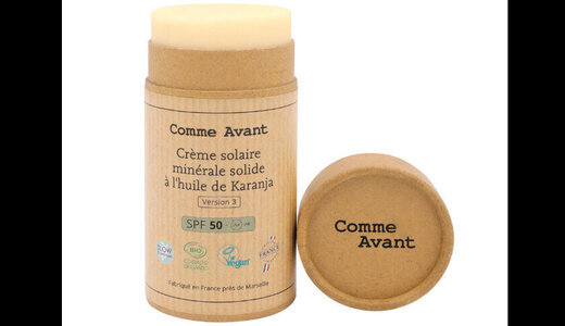 Crème solaire minérale solide SPF50 - Monoï COMME AVANT COPIE