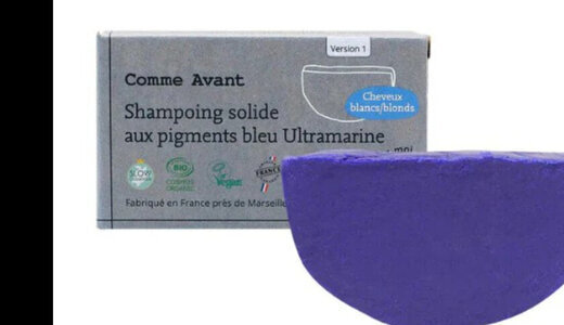 Shampoing solide aux pigments bleu Ultramarine (Cheveux blonds/blancs) - 70g COMME AVANT