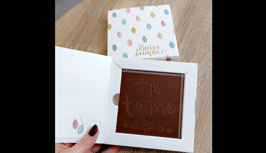 Carte à croquer "Je t'aime" au lait
