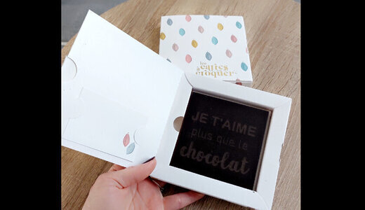 Carte à croquer "Je t'aime plus que le chocolat" noir