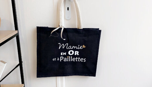 Sac en jute Noir "Mamie"
