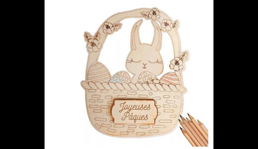 Panier de pâques en bois à colorier