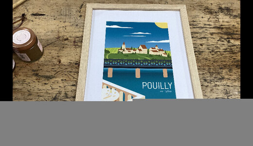 Affiche Pouilly A4 bleu avec cadre