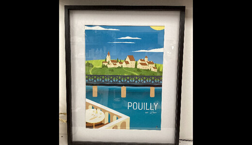 Affiche Pouilly A3 bleu avec cadre