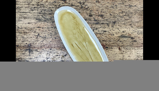 Plat ovale grès flé 32,5x12,5cm