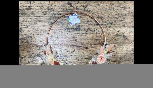 Couronne fleurs stabilisées rose or diam 30cm