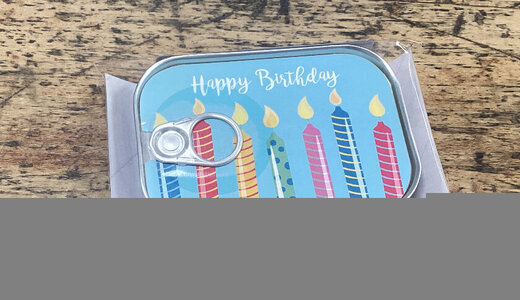 Carte en conserve happy birthday bougies