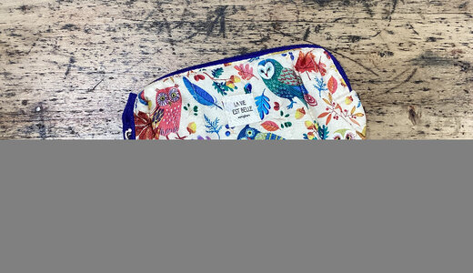 Trousse matelassé chouette 13,5x16,5x5,5cm