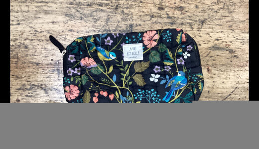 Grande trousse matelassée oiseaux bleus