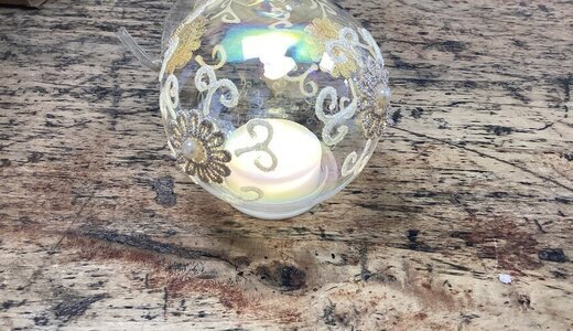 Boule de noël flocon bougie led en verre