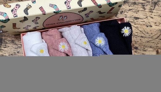 Lot 5 chaussettes languettes fleur femme 35/41