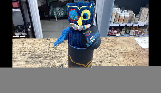 Peluche et boîte tirelire astres le hibou